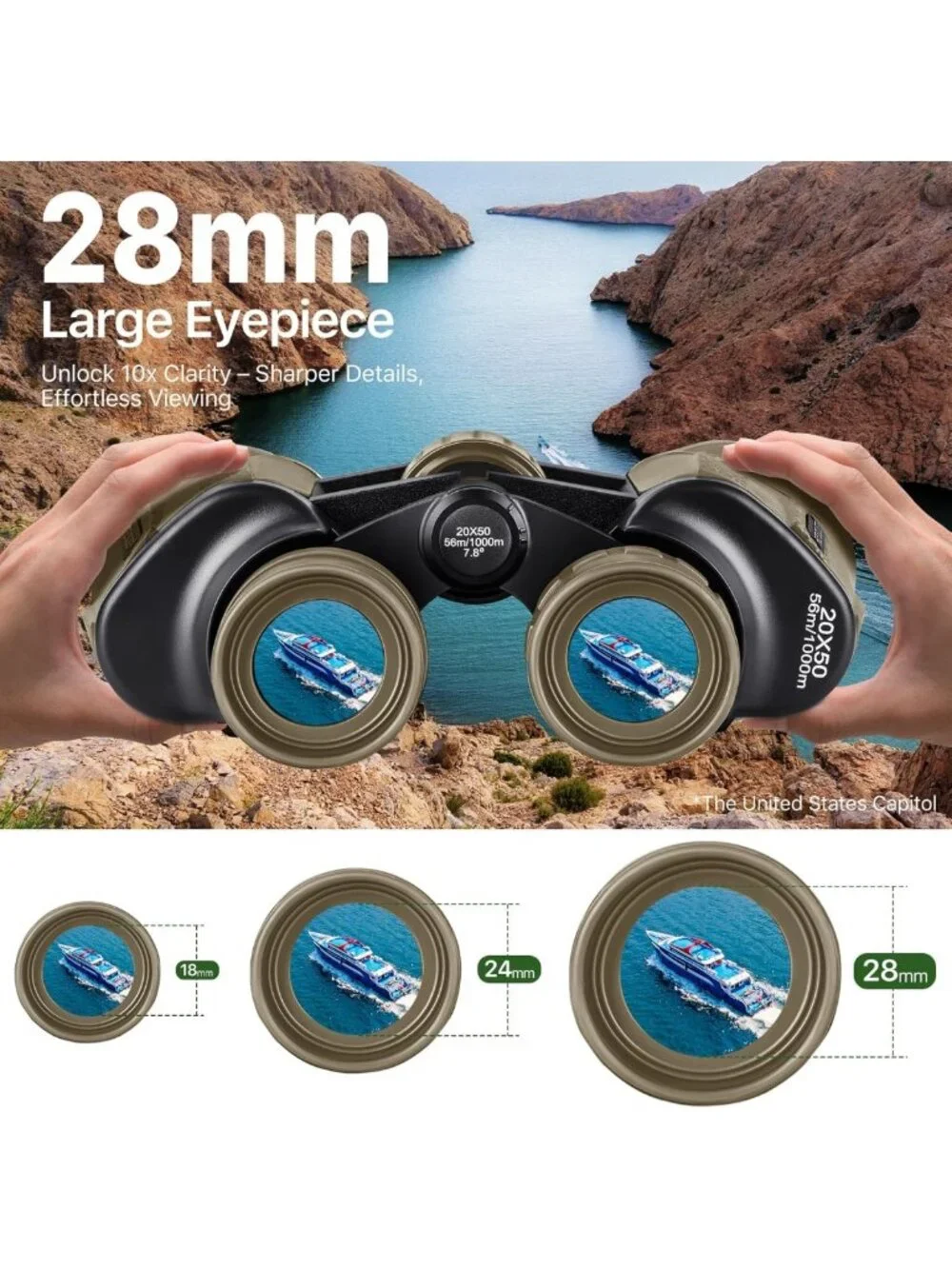 High-Powered 20x50 Waterproof Binoculars | Lightweight, Fog-Proof for Bird